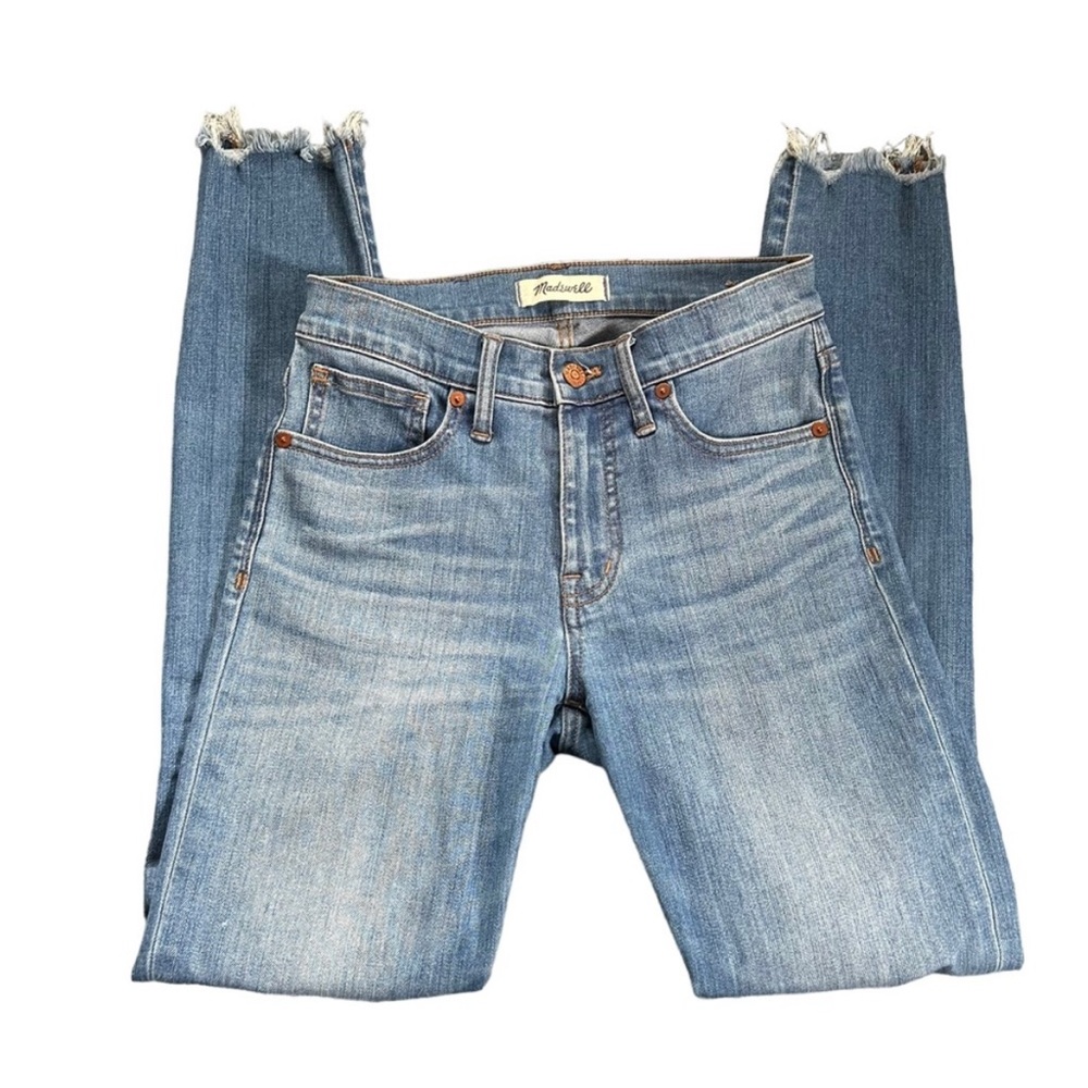 Madewell 9” High-Rise Skinny Jeans Frankie Wash Torn-Knee Edition Denim Size 25